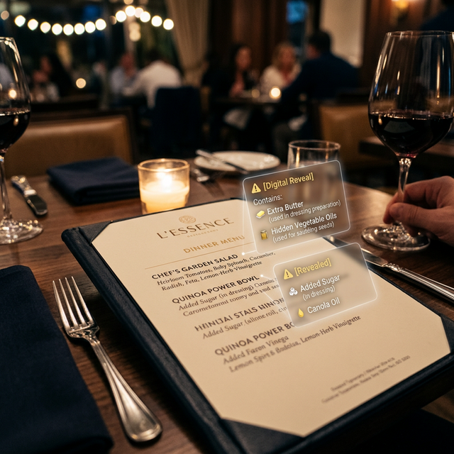 Hidden calories in restaurant menus overlay